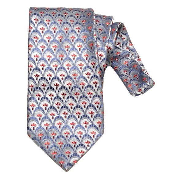 ERMENEGILDO ZEGNA Gray Flowers Tie 100% Silk 59”.1/2- 4” EX COND - Picture 1 of 4